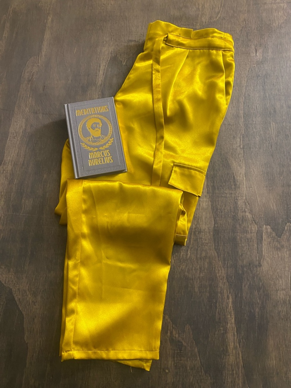 Gabrielle Union Satin Cargo Pants in Vivid Yellow